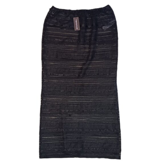 Pretty Little Thing Womens Size 8 Maxi Skirt Black Low Waist Petite Mesh - Picture 1 of 8